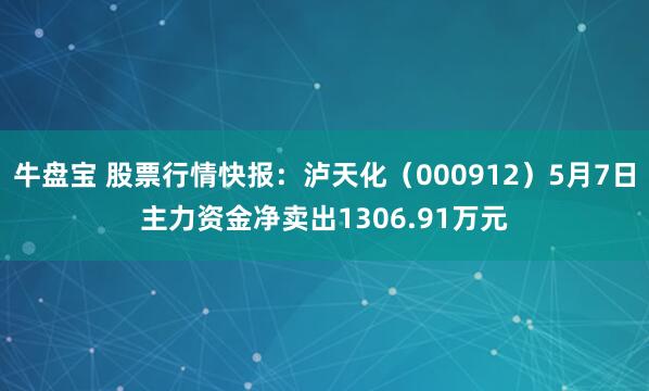 牛盘宝 股票行情快报：泸天化（000912）5月7日主力资金净卖出1306.91万元