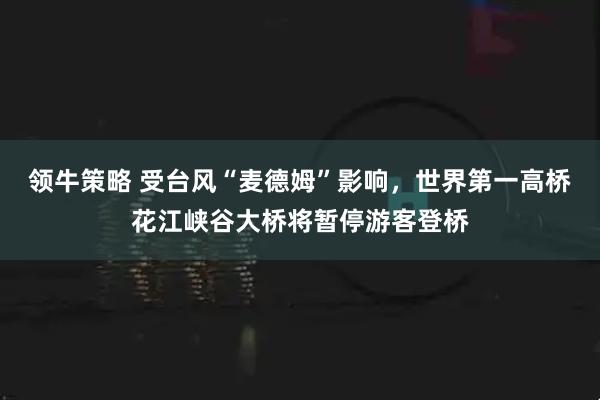 领牛策略 受台风“麦德姆”影响，世界第一高桥花江峡谷大桥将暂停游客登桥